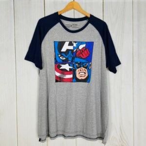 Marvel Captain America Gray Baseball Tee